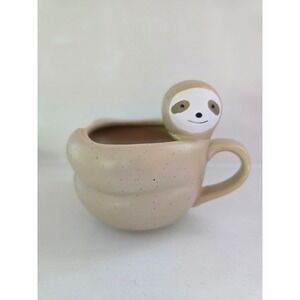 Urban Outfitters UO Home Sloth Ceramic Mug 3D Animal Coffee Cup Tan Speckled